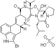 CAS # 22260-51-1, Bromocriptine mesylate, 2-Bromo-alpha-ergocryptine methanesulfonate, (+)-2-Bromo-12'-hydroxy-2'-(1-methylethyl)-5'-(2-methylpropyl)ergotaman-3',6'-18-trione methanesulfonate salt