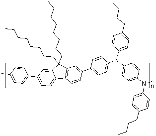 CAS # 223569-28-6, Poly(N,N'-bis(4-butylphenyl)-N,N'-diphenyl-1,4-benzenediamine-co-9,9-dioctylfluorene), PFB