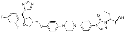 CAS # 2243785-96-6, Posaconazole Impurity 45 (S,R,S,S), 4-(4-(4-(4-(((3R,5S)-5-((1H-1,2,4-triazol-1-yl)methyl)-5-(2,4-difluoro phenyl)tetrahydrofuran-3-yl)methoxy)phenyl)piperazin-1-yl)phenyl)-1-((2S,3S)-2-hydroxypentan-3-yl)-1H-1,2,4-triazol-5(4H)-one