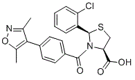 (2R,4R)-2-(2-chlorophenyl)-3-(4-(3,5-dimethylisoxazol-4-yl)benzoyl)thiazolidine-4-carboxylic acid molecular structure (CAS 2247372-59-2)