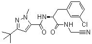 CAS # 225120-65-0, N-[(1S)-1-[(3-Chlorophenyl)methyl]-2-[(cyanomethyl)amino]-2-oxoethyl]-3-(1,1-dimethylethyl)-1-methyl-1H-pyrazole-5-carboxamide