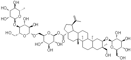 CAS # 226572-11-8, Cirenshenoside S, (3beta,4alpha)-3-(beta-D-Glucopyranosyloxy)-23-hydroxylup-20(29)-en-28-oic acid O-6-deoxy-alpha-L-mannopyranosyl-(1→4)-O-beta-D-glucopyranosyl-(1→6)-beta-D-glucopyranosyl ester