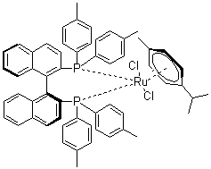 structure of CAS# 228120-95-4, Chloro[(S)-(-)-2,2'-bis(di-p-tolylphosphino)-1,1'-binaphthyl](p-cymene)ruthenium(II) chloride