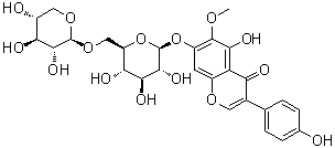 CAS 登录号：231288-19-0, 鸢尾黄素 7-O-[beta-D-吡喃木糖基-(1-6)-beta-D-吡喃葡萄糖苷]
