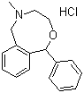 CAS # 23327-57-3, Nefopam hydrochloride, 3,4,5,6-Tetrahydro-5-methyl-1-phenyl-1H-2,5-benzoxazocine hydrochloride, 3-Methyl-7-phenyl-6-oxa-3-azabicyclo[6.4.0]dodeca-8,10,12-triene hydrochloride