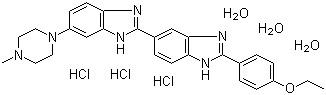 CAS # 23491-52-3, Hoechst 33342, HOE 33342, 2'-(4'-Ethoxyphenyl)-5-(4-methylpiperazin-1-yl)-2,5'-bis-1H-benzimidazole trihydrochloride trihydrate