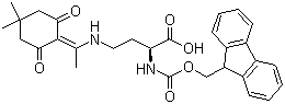 structure of CAS# 235788-61-1, (2S)-4-[[1-(4,4-二甲基-2,6-二氧代环己亚基)乙基]氨基]-2-[[(9H-芴-9-基甲氧基)羰基]氨基]丁酸