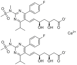 structure of CAS# 2414245-11-5, (E,3S,5R)-7-[4-(4-氟苯基)-2-[甲基(甲基磺酰基)氨基]-6-丙烷-2-基嘧啶-5-基]-3,5-二羟基庚-6-烯酸酯钙