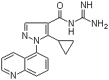CAS # 241800-98-6, Zoniporide, CP 597396, [1-(Quinolin-5-yl)-5-cyclopropyl-1H-pyrazole-4-carbonyl]guanidine, N-[5-Cyclopropyl-1-(quinolin-5-yl)-1H-pyrazole-4-carbonyl]guanidine