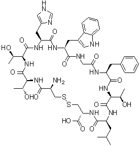 CAS 登录号：244082-19-7, L-半胱氨酰-L-苏氨酰-L-苏氨酰-L-组氨酰-L-色氨酰甘氨酰-L-苯丙氨酰-L-苏氨酰-L-亮氨酰-L-半胱氨酸环(1→10)-二硫醚
