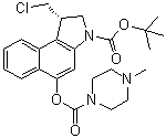 structure of CAS# 244154-66-3, (1S)-1-(氯甲基)-1,2-二氢-5-[[(4-甲基-1-哌嗪基)羰基]氧基]-3H-苯并[e]吲哚-3-羧酸叔丁酯