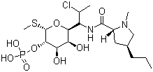 CAS # 24729-96-2, Clindamycin phosphate, Methyl 7-chloro-6,7,8-trideoxy-6-(1-methyl-trans-4-propyl-L-2-pyrrolidinecarboxamido)-1-thio-L-threo-alpha-D-galacto-octopyranoside 2-(dihydrogen phosphate)