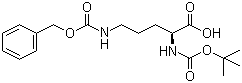structure of CAS# 2480-93-5, N-tert-Butoxycarbonyl-N'-benzyloxycarbonyl-L-ornithine