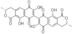 CAS # 2530-39-4, Luteosporin, (3R,3'R)-3,3',4,4'-Tetrahydro-7,7',10,10'-tetrahydroxy-3,3'-dimethyl-[8,8'-bi-1H-naphtho[2,3-c]pyran]-1,1',6,6',9,9'-hexone