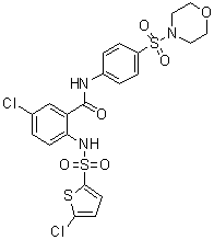CAS # 254877-67-3, Ataciguat, 5-Chloro-2-[[(5-chlorothien-2-yl)sulfonyl]amino]-N-[4-[(morpholin-4-yl)sulfonyl]phenyl]benzamide, HMR 1766