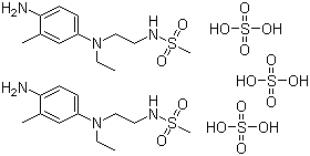 structure of CAS# 25646-71-3, 4-氨基-N-乙基-N-(beta-甲磺酰胺乙基)间甲苯胺硫酸盐