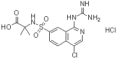 structure of CAS# 256476-36-5, N-[[1-[(氨基亚胺甲基)氨基]-4-氯-7-异喹啉基]磺酰基]-2-甲基丙氨酸单盐酸盐