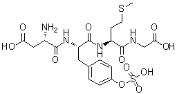 CAS # 25679-23-6, Cholecystokinin octapeptide(1-4), N-[N-(N-L-alpha-Aspartyl-L-tyrosyl)-L-methionyl]glycine hydrogen sulfate (ester)