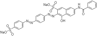 CAS # 2610-11-9, Direct Red 81, Disodium 7-benzamido-4-hydroxy-3-[[4-[(4-sulphonatophenyl)azo]phenyl]azo]naphthalene-2-sulphonate