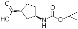 structure of CAS# 261165-05-3, (1R,3S)-N-Boc-1-Aminocyclopentane-3-carboxylic acid