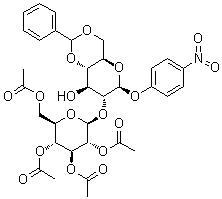 structure of CAS# 26255-68-5, p-Nitrophenyl 4,6-O-benzylidene-2-O-beta-D-glucopyranosyl-beta-D-glucopyranoside 2',3',4',6'-tetraacetate