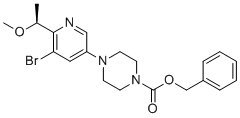 CAS # 2641451-78-5, benzyl 4-[5-bromo-6-[(1S)-1-methoxyethyl]-3-pyridyl]piperazine-1-carboxylate, benzyl (S)-4-(5-bromo-6-(1-methoxyethyl)pyridin-3-yl)piperazine-1-carboxylate