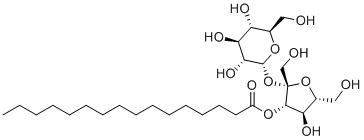 structure of CAS# 26446-38-8, Sucrose Palmitate;[(2S,3S,4R,5R)-4-hydroxy-2,5-bis(hydroxymethyl)-2-[(2R,3R,4S,5S,6R)-3,4,5-trihydroxy-6-(hydroxymethyl)oxan-2-yl]oxyoxolan-3-yl] hexadecanoate