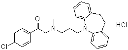 CAS # 26786-32-3, Lofepramine hydrochloride, 1-(4-Chlorophenyl)-2-[[3-(10,11-dihydro-5H-dibenz[b,f]azepin-5-yl)propyl]methylamino]ethanone hydrochloride (1:1), Gamanil, Gamonil, Leo 640 hydrochloride, Lofepramine hydrochloride, Lopramine hydrochloride, Timelit, Tymelyt, WHR 2908A