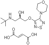 CAS 登录号：26839-77-0, 马来酸噻吗洛尔, 右旋噻吗洛尔马来酸盐, (+)-3-[3-(叔丁基氨基)-2-羟基丙氧基]-4-吗啉基-1,2,5-噻二唑马来酸盐