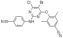 CAS # 269055-76-7, 4-[[5-Bromo-6-chloro-2-[(4-cyanophenyl)amino]-4-pyrimidinyl]oxy]-3,5-dimethylbenzonitrile