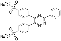 CAS # 28048-33-1, Ferrozine disodium salt, Disodium 4,4'-[3-(pyridin-2-yl)-1,2,4-triazine-5,6-diyl]bis(benzenesulphonate), 3-(2-Pyridyl)-5,6-bis(4-sulfophenyl)-1,2,4-triazine disodium salt