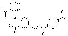CAS # 280749-17-9, (2E)-1-(4-Acetyl-1-piperazinyl)-3-[4-[[2-(1-methylethyl)phenyl]thio]-3-nitrophenyl]-2-propen-1-one, A 286982