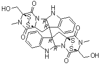 CAS # 28097-03-2, Chaetocin A, (+)-Chaetocin, (+)-Chaetocin, (3S,3'S,5aR,5'aR,10bR,10'bR,11aS,11'aS)-2,2',3,3',5a,5'a,6,6'-Octahydro-3,3'-bis(hydroxymethyl)-2,2'-dimethyl-[10b,10'b(11H,11'H)-bi-3,11a-epidithio-11aH-pyrazino[1',2':1,5]pyrrolo[2,3-b]indole]-1,1',4,4'-tetrone