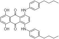 CAS # 28198-05-2 (71839-01-5), Solvent Green 28, C.I. 625580, Solvent Green 20, 1,4-Bis(4-butylanilino)-5,8-dihydroxyanthraquinone, 1,4-Bis[(4-butylphenyl)amino]-5,8-dihydroxy-9,10-anthracenedione