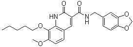CAS # 282089-49-0, N-(1,3-Benzodioxol-5-ylmethyl)-1,2-dihydro-7-methoxy-2-oxo-8-(pentyloxy)-3-quinolinecarboxamide, JTE 907