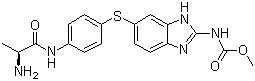 CAS # 284019-34-7, Denibulin, [5-[[4-[[(2S)-2-Amino-1-oxopropyl]amino]phenyl]thio]-1H-benzimidazol-2-yl]carbamic acid methyl ester