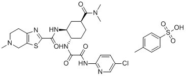 CAS # 2852734-44-0, Edoxaban (SSS)-Isomer Tosylate, N1-(5-chloropyridin-2-yl)-N2 -((1S,2S,4S)-4-(dimethylcarbamoyl)-2-(5- methyl-4,5,6,7-tetrahydrothiazolo[5,4-c]pyridine-2-carboxamido) cyclohexyl)oxalamide 4-methylbenzenesulfonate