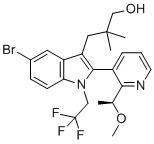 CAS 登录号：2865162-15-6, (S)-3-(5-溴-2-(2-(1-甲氧基乙基)吡啶-3-基)-1-(2,2,2-三氟乙基)-1H-吲哚-3-基)-2,2-二甲基丙-1-醇