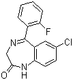structure of CAS# 2886-65-9, 7-Chloro-5-(2-fluoro-phenyl)-1,3-dihydro-2H-1,4-benzodiazepin-2-one