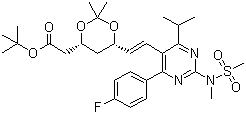 structure of CAS# 289042-12-2, tert-Butyl 6-[(1E)-2-[4-(4-fluorophenyl)-6-(1-methylethyl)-2-[methyl(methylsulfonyl)amino]-5-pyrimidinyl]ethenyl]-2,2-dimethyl-1,3-dioxane-4-acetate