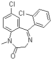 CAS # 2894-68-0, 7-Chloro-5-(2-chlorophenyl)-1,3-dihydro-1-methyl-2H-1,4-benzodiazepin-2-one, Chlorodiazepam, Ro 5-3448