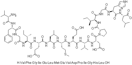 CAS 登录号：290834-02-5, L-缬氨酰-L-苯丙氨酰甘氨酰-L-异亮氨酰-L-alpha-谷氨酰-L-亮氨酰-L-蛋氨酰-L-alpha-谷氨酰-L-缬氨酰-L-alpha-天冬氨酰-L-脯氨酰-L-异亮氨酰甘氨酰-L-组氨酰-L-亮氨酸