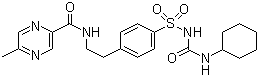 CAS # 29094-61-9, Glipizide, 1-Cyclohexyl-3-[[p-[2-(5-methylpyrazinecarboxamido)ethyl]phenyl]sulfonyl]urea