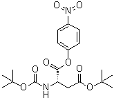 structure of CAS# 29365-05-7, N-[(1,1-Dimethylethoxy)carbonyl]-L-aspartic acid 4-(1,1-dimethylethyl) 1-(4-nitrophenyl) ester