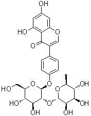 3-[4-[[2-O-(6-Deoxy-alpha-L-mannopyranosyl)-beta-D-glucopyranosyl]oxy]phenyl]-5,7-dihydroxy-4H-1-benzopyran-4-one molecular structure (CAS 2945-88-2)