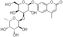 CAS # 296776-06-2, 7-[[3-O-(6-Deoxy-alpha-L-galactopyranosyl)-beta-D-galactopyranosyl]oxy]-4-methyl-2H-1-benzopyran-2-one
