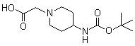 structure of CAS# 299203-94-4, [4-[(tert-Butoxycarbonyl)amino]piperidin-1-yl]acetic acid