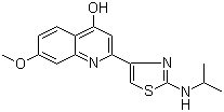 structure of CAS# 300831-05-4, 7-甲氧基-2-[2-[(1-甲基乙基)氨基]-4-噻唑基]-4-羟基喹啉