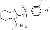 structure of CAS# 301305-73-7, 2-[(3,4-二甲氧基苯甲酰基)氨基]-4,5,6,7-四氢-苯并[b]噻吩-3-甲酰胺