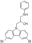 structure of CAS# 301353-96-8, 3,6-Dibromo-alpha-[(phenylamino)methyl]-9H-carbazole-9-ethanol